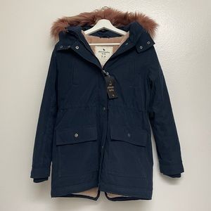 NWT Abercrombie KIDS 15/16 Ultimate Parka Navy Blue Pink Women XS/S